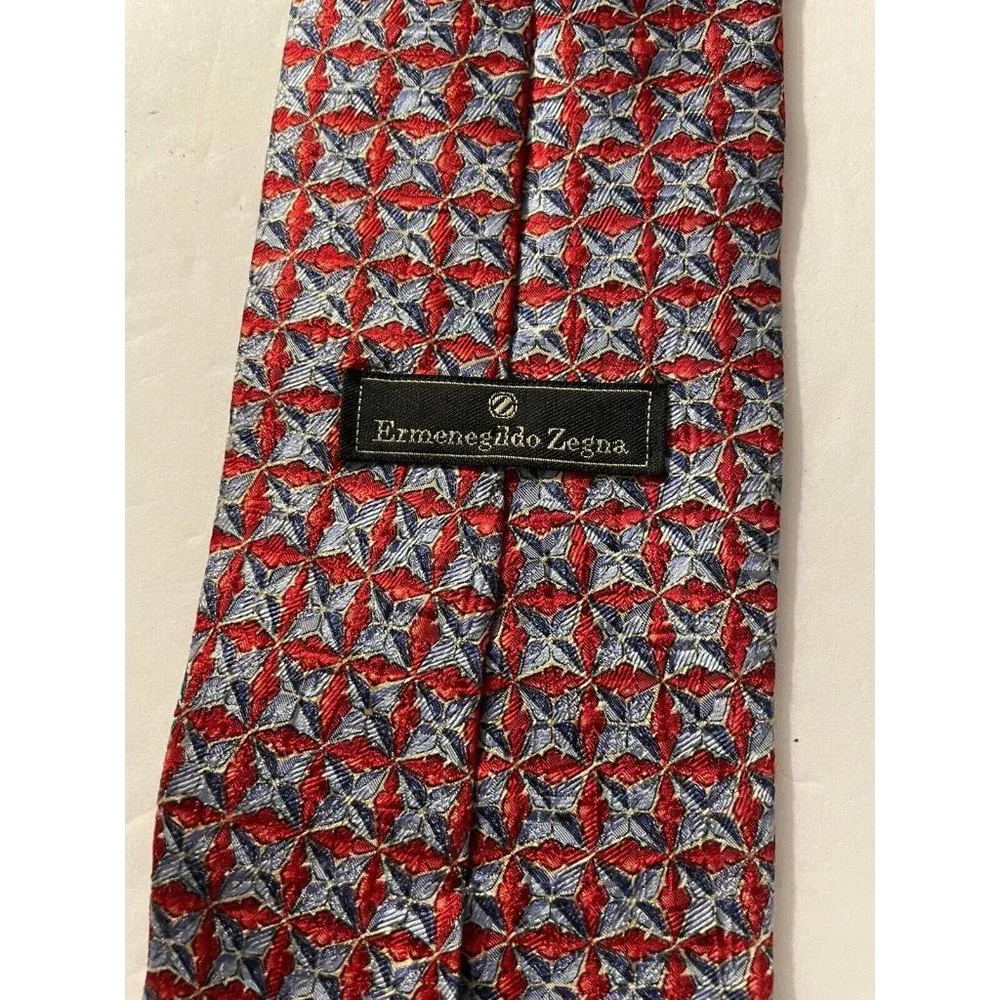 Ermenegildo Zegna Silk Red Tie Print 58” 3.5 Floral